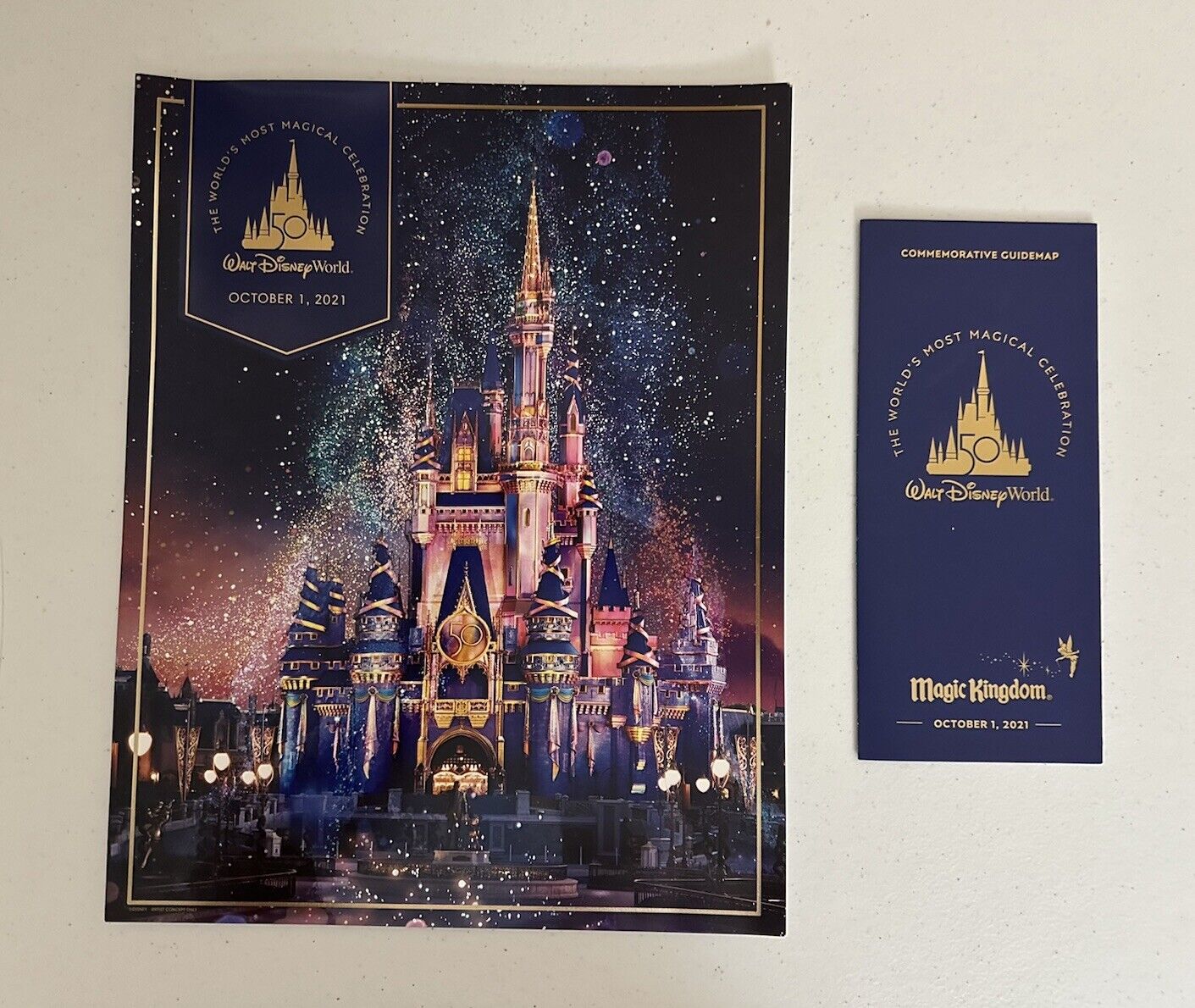 Walt Disney World 50th Anniversary Theme Park Commemorative Poster & Map Oct 1st