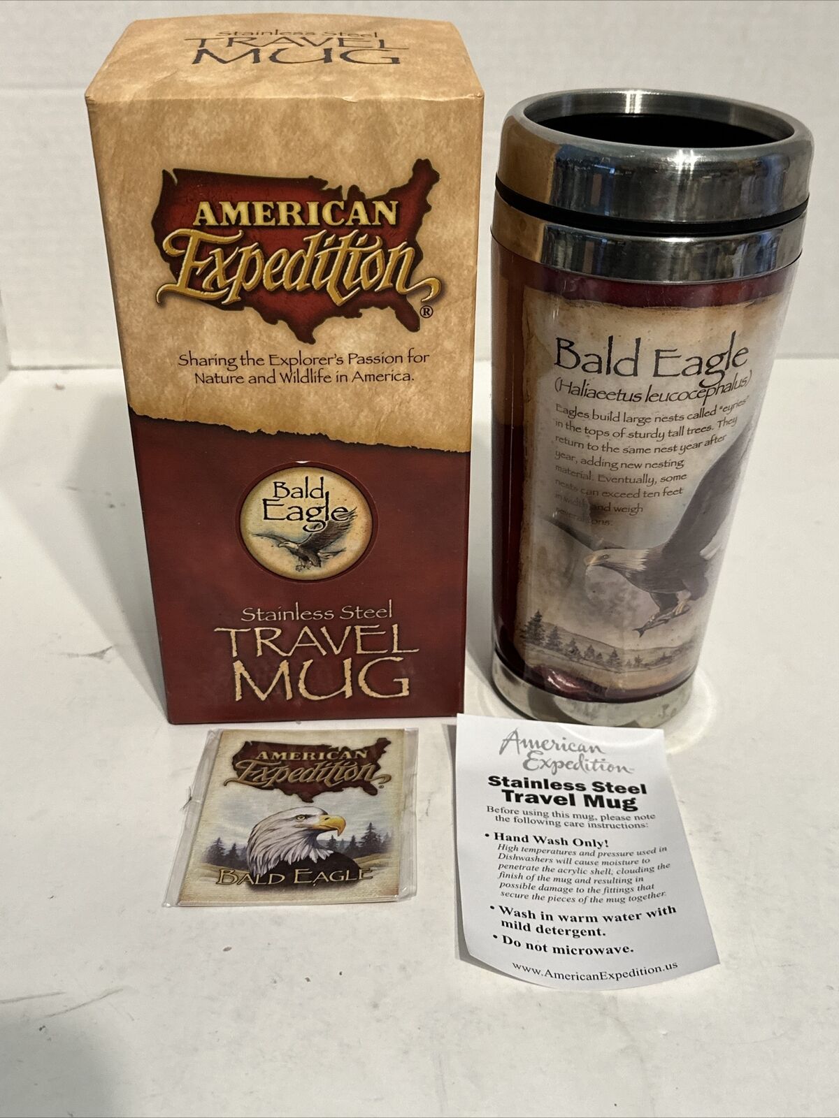 American Expedition Stainless Steel Travel Mug, Bald Eagle, MIB