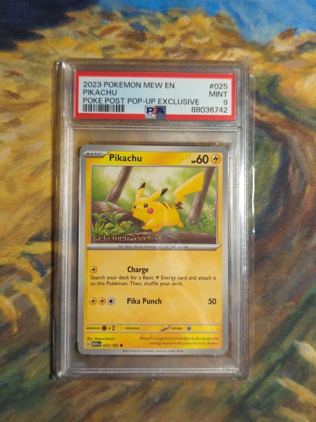 Pikachu MEW EN 025/165 Poke Post Pop-Up Exclusive Pokemon Together Promo PSA 9