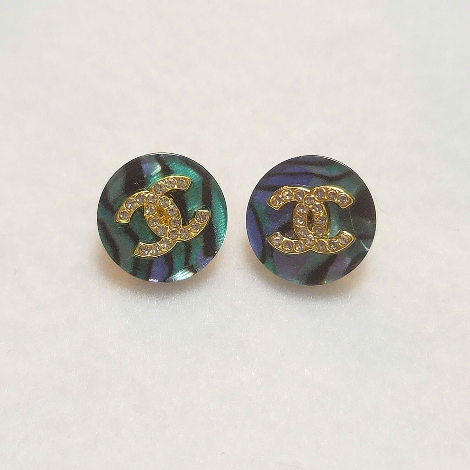 2pc Set 15mm Stamped Chanel Buttons
