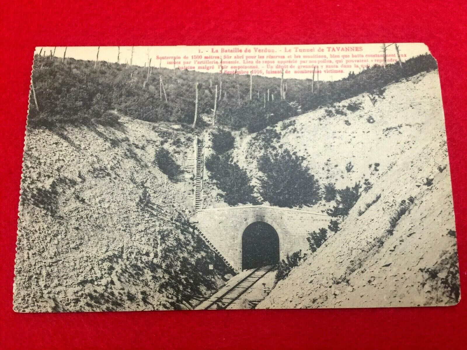 Antique WW1 Postcard - Entrance of The Tavannes Tunnel - 1000 Meters WW1 Tunnel