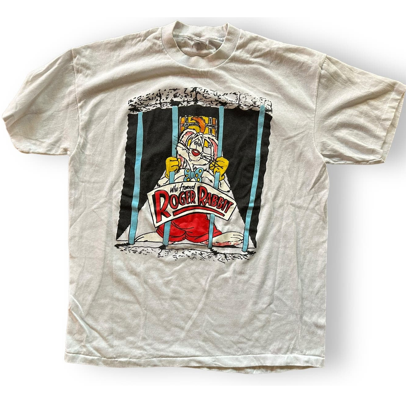 Vintage 1980s Who Framed Roger Rabbit 3D Jail Graphic T Shirt Single Stitch Mens
