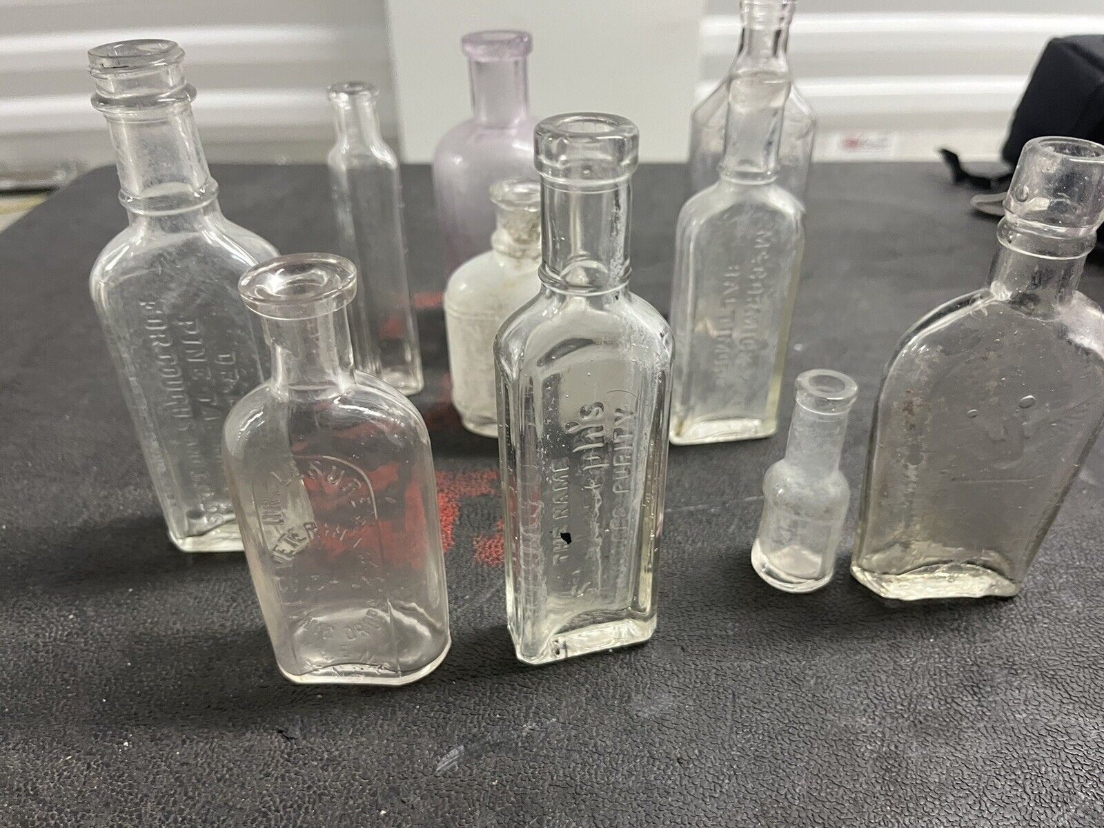 Vintage Clear Glass Bottle LOT Of 10 Different Sizes Different States