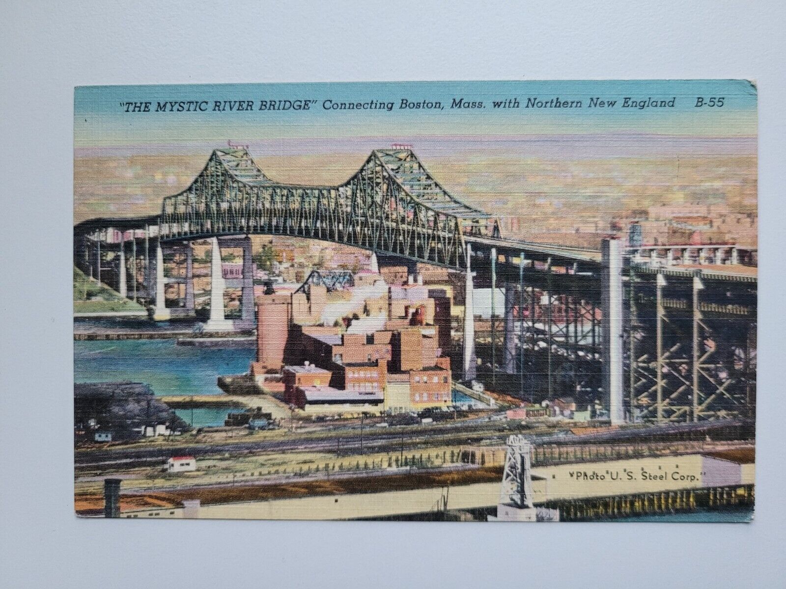 Mystic River Bridge connecting Boston Mass. with Northern New England Linen PC