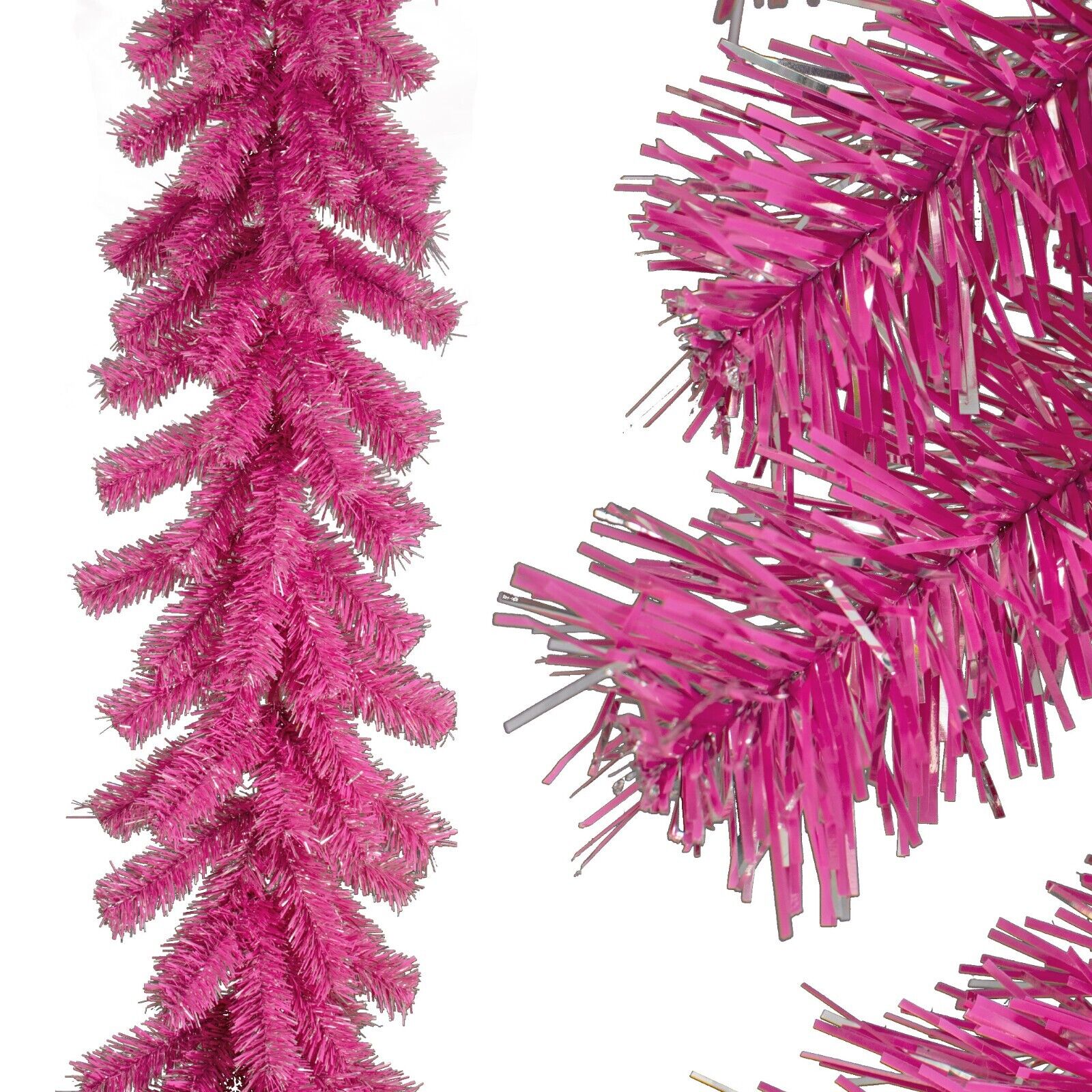 6FT Pink Silver Valentine's Day Christmas Garland Tinsel Brush Home Decor