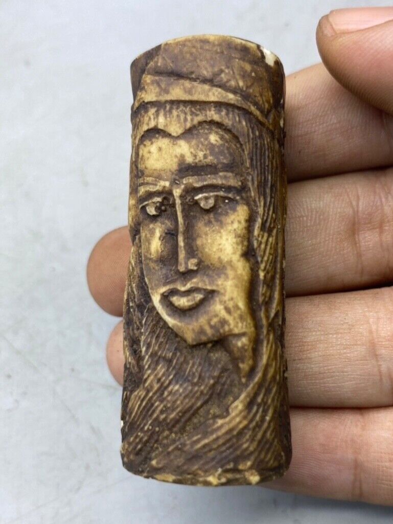 Rare Authentic Old Roman Greek Different Faces Engraved Antique Cylinder Seal