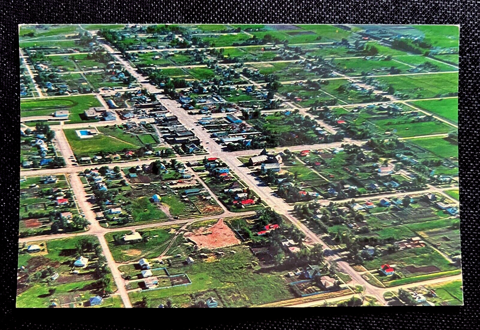 Postcard Aerial View Raymond Alberta Canada Centennial Golf Course Swimming Pool