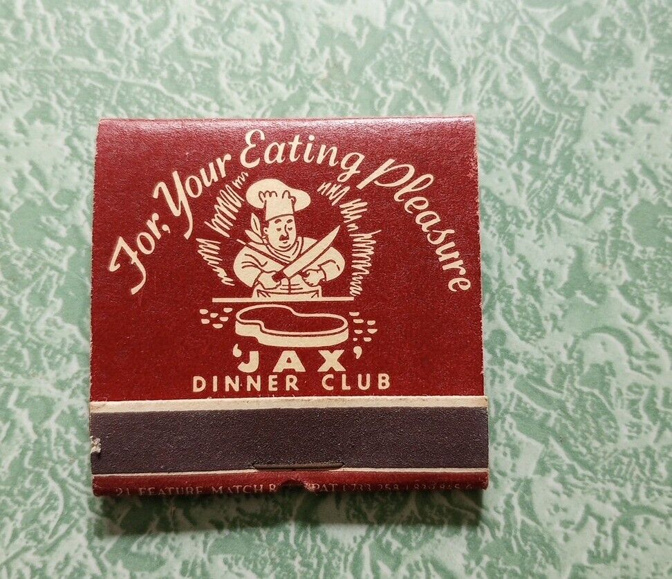Vintage Matchbook Ephemera Collectible F41 Des Moines Iowa Jax Dinner Feature 