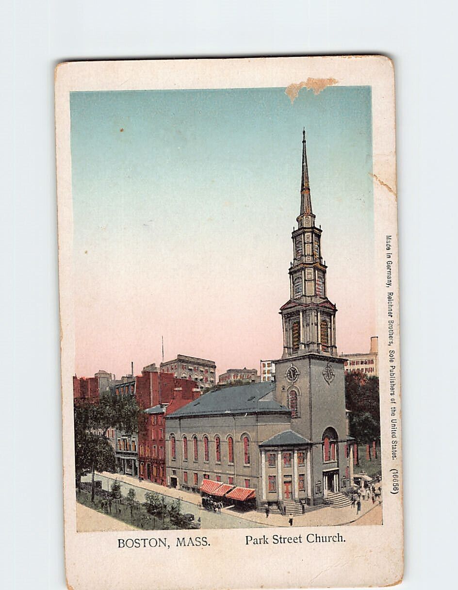 Postcard Park Street Church Boston Massachusetts USA