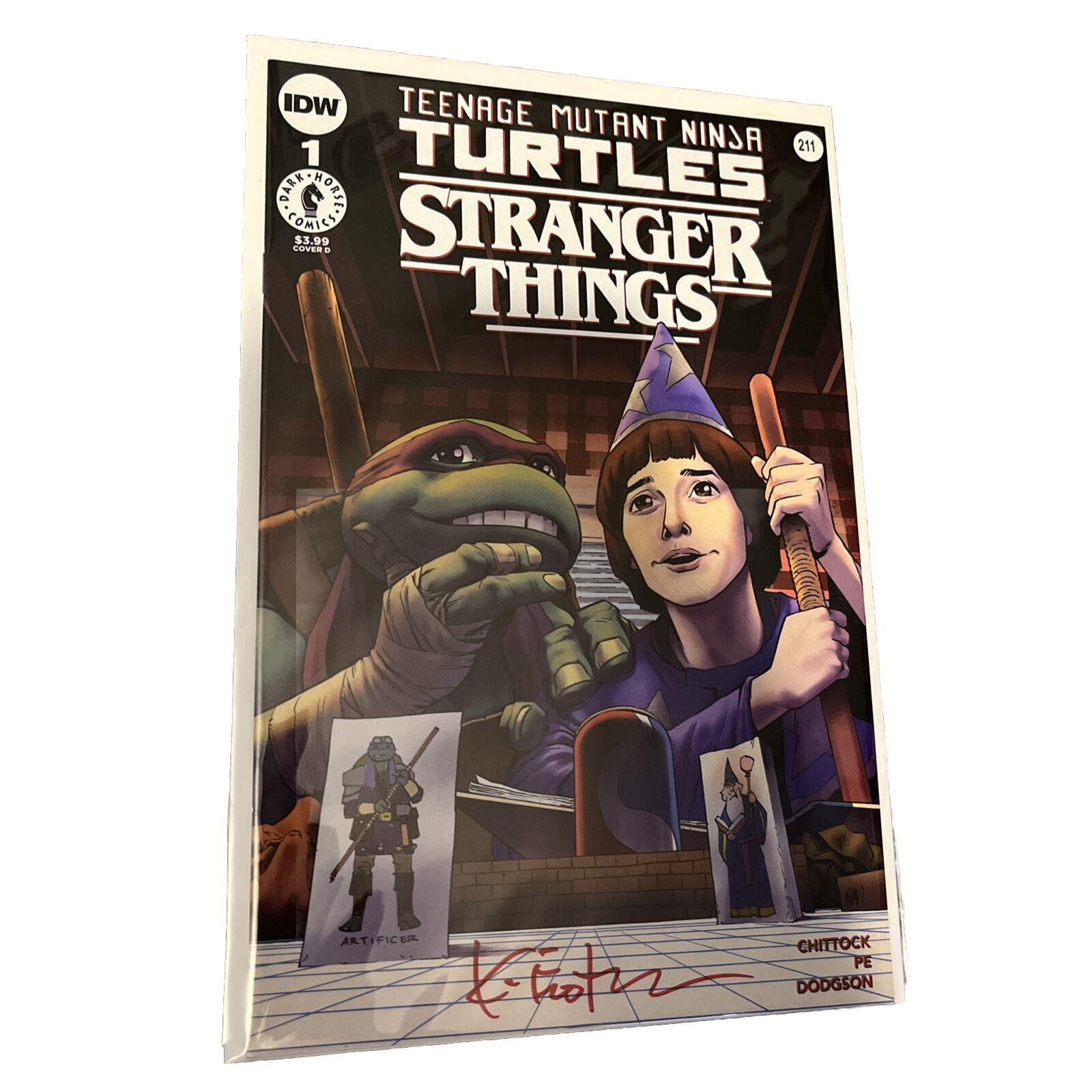 TMNT Stranger Things 1 Cover D Signed By Kevin Eastman