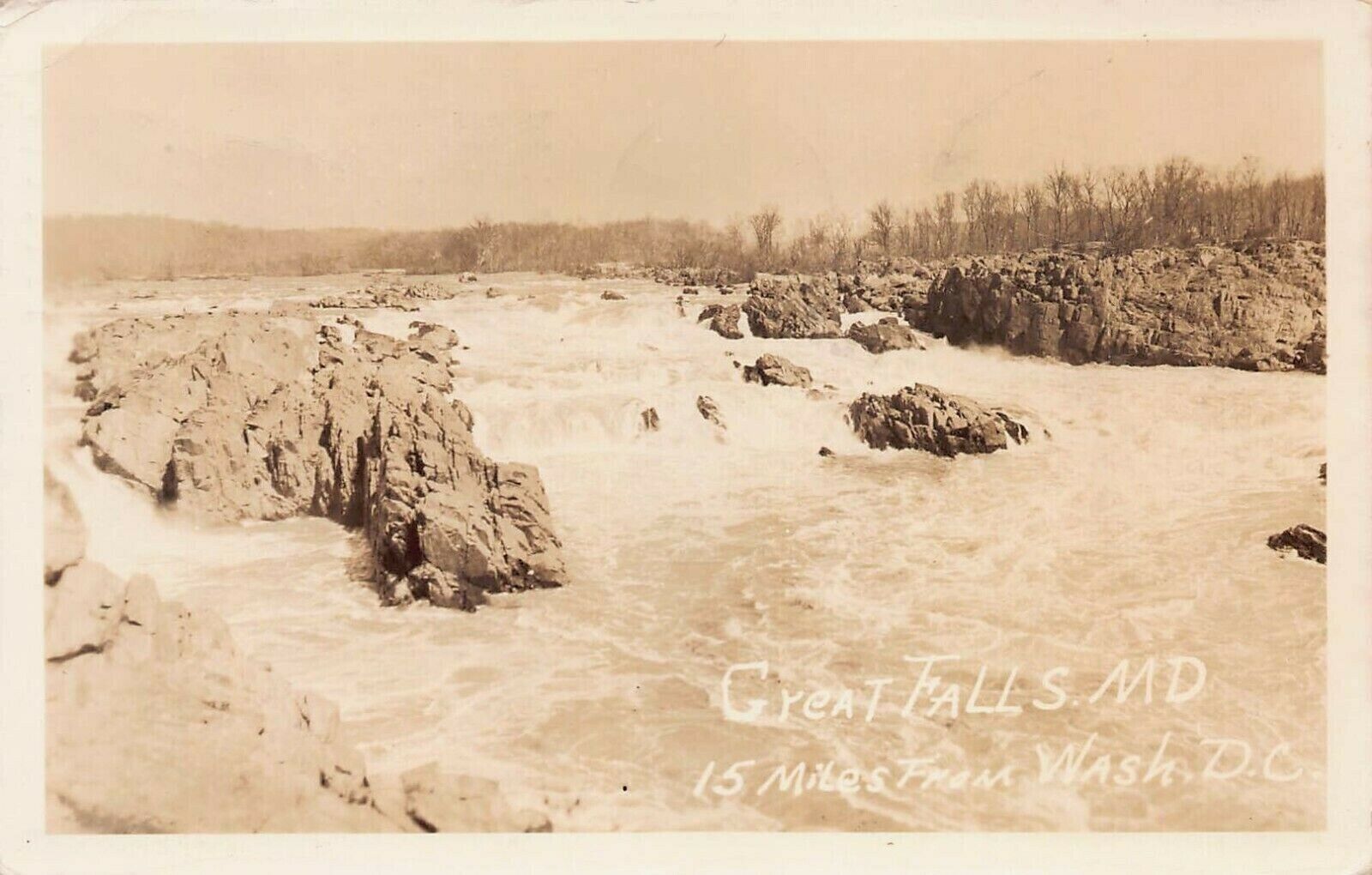 Great Falls, Maryland, 15 Miles from Washington, D.C., Early Real Photo Postcard