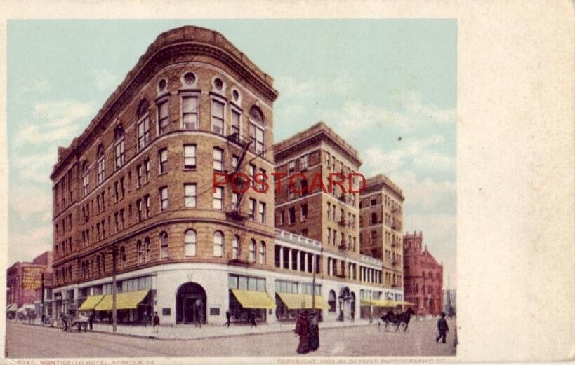 pre-1907 MONTICELLO HOTEL, NORFOLK, VA. cpyrt 1902 by Detroit Photographic Co.