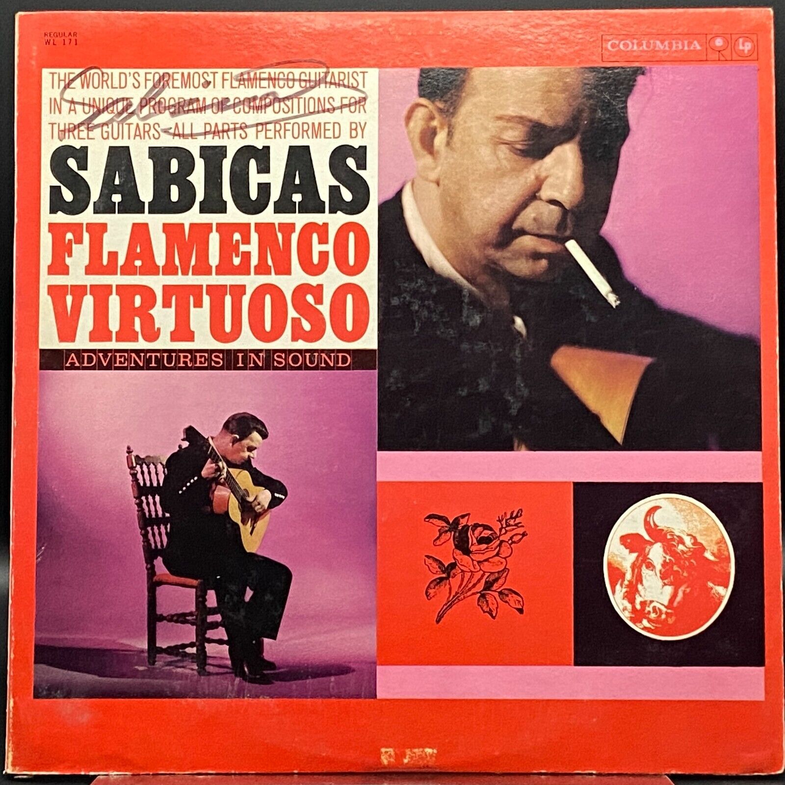 Rare Sabicas Autograph & Set of 32 Sabicas Vintage Vinyl LP Records Flamenco