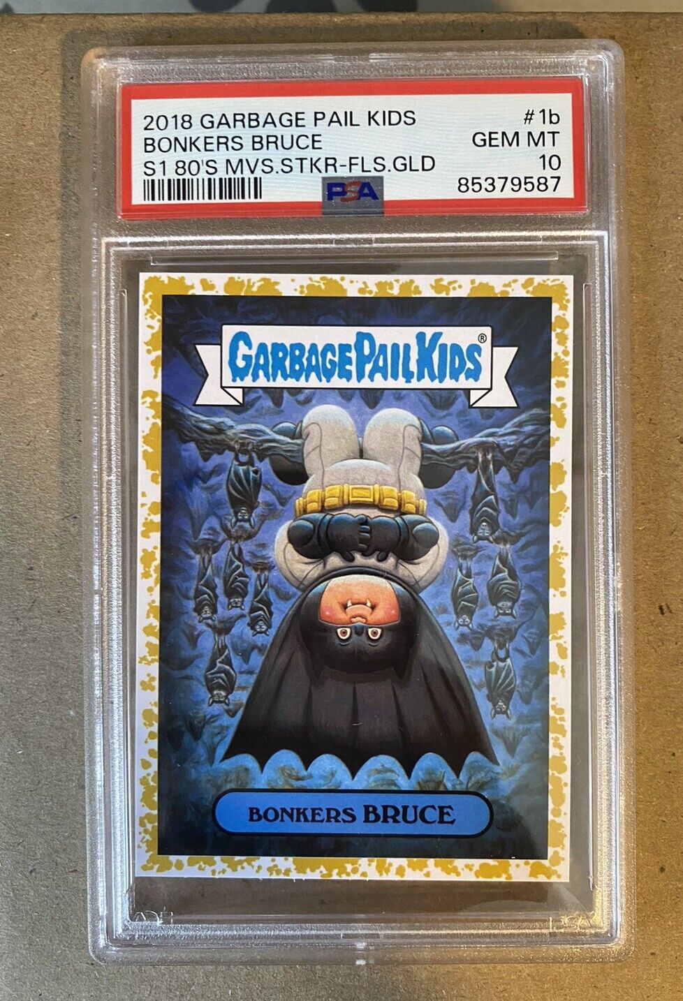 Bonkers Bruce 1b Gold Parallel - 2018 Garbage Pail Kids We Hate The 80s - PSA 10