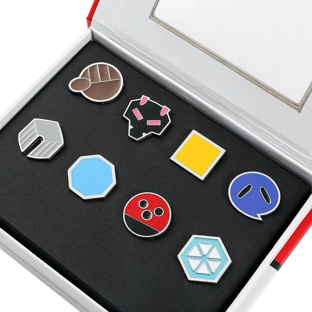 Pokemon Cosplay Gym Badges Set 8Pcs Metal Pins In Box - Johto League