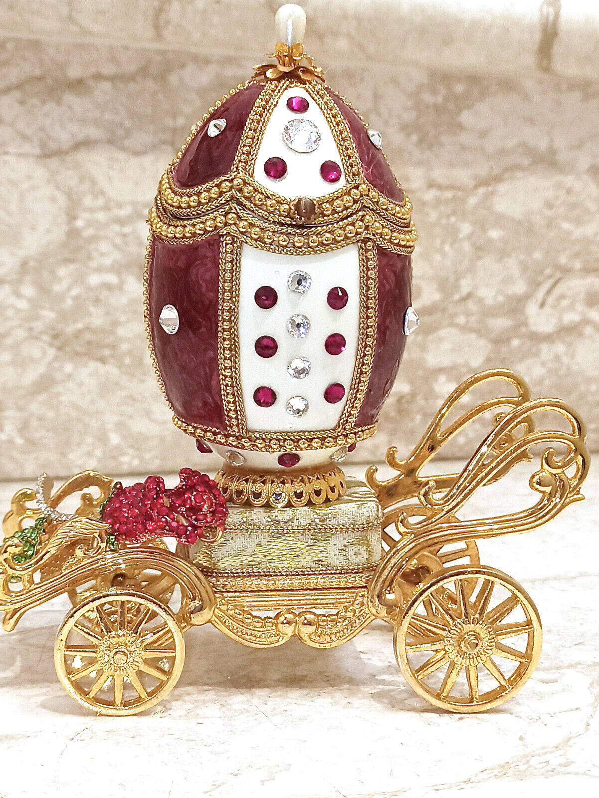 Christmas Gift Imperial Faberge egg Fabergé 24k Gold Real Egg Hand Made Her Gift