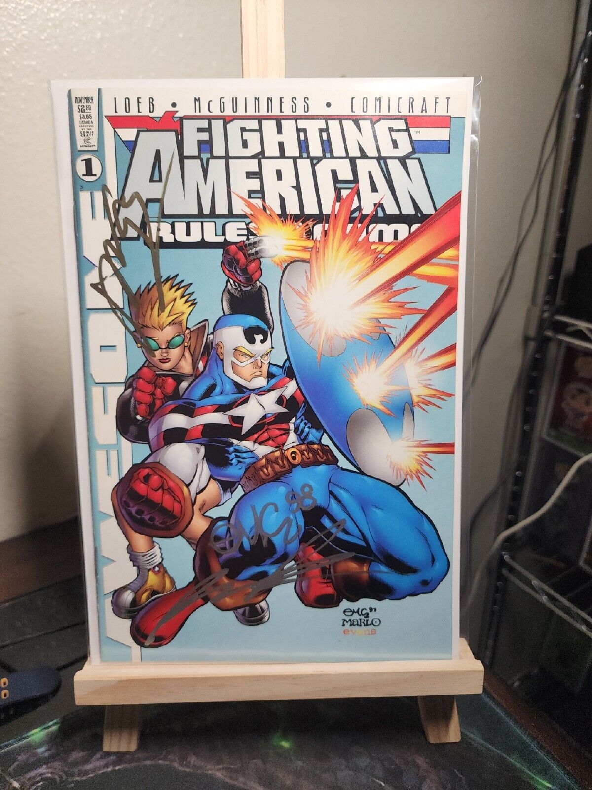 Fighting American 1 Rules Of The Game Signed By Rob Liefeld Ed McGuinness Loeb. 