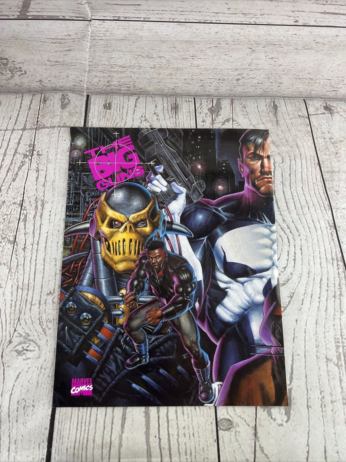 Big Guns mini poster / promo flyer Marvel 1992 Punisher Luke Cage Death\'s Head 