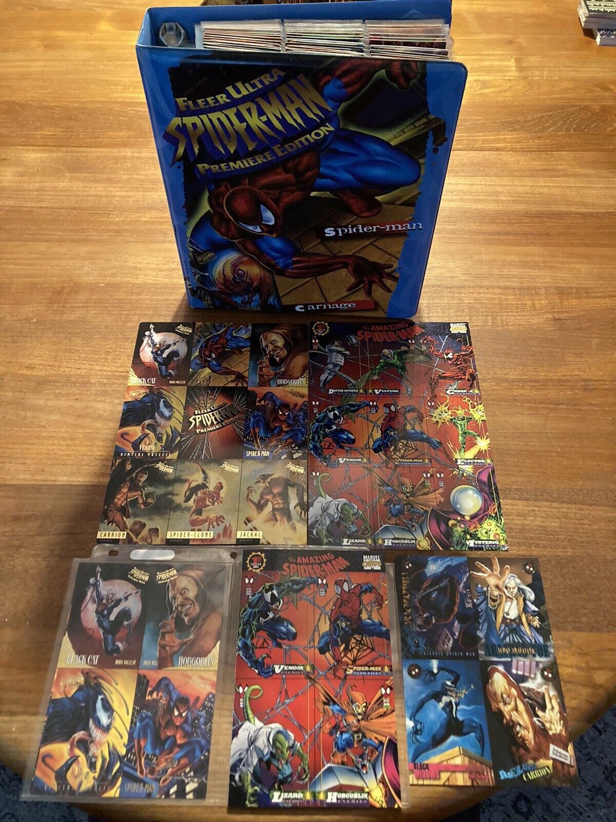 1995 fleer ultra spiderman Lot: Binder, Pages Base Set, Holos, Promos, Gold Sign