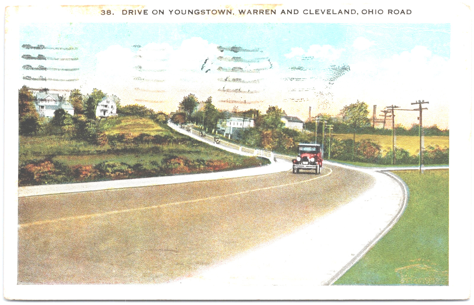 VINTAGE POSTCARD 1915 VIEW OF THE DRIVE ON YOUNGSTOWN WARREN AND CLEVELAND