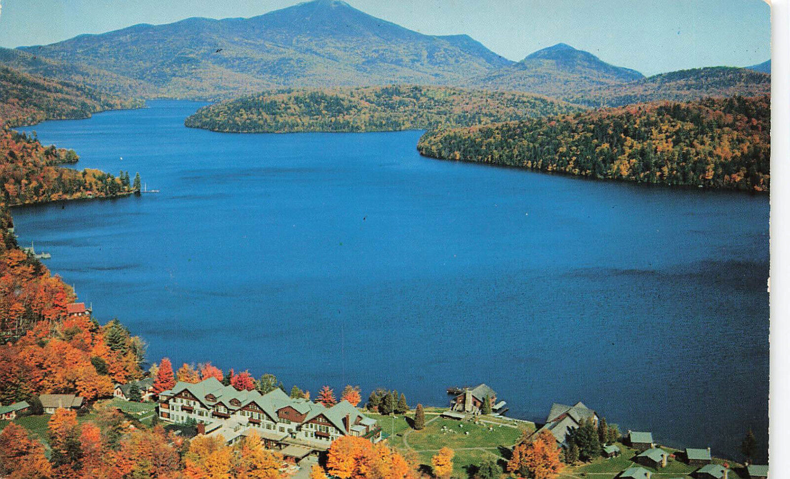 Lake Placid NY Postcard New York Whiteface Inn Aerial View Mountain Vintage