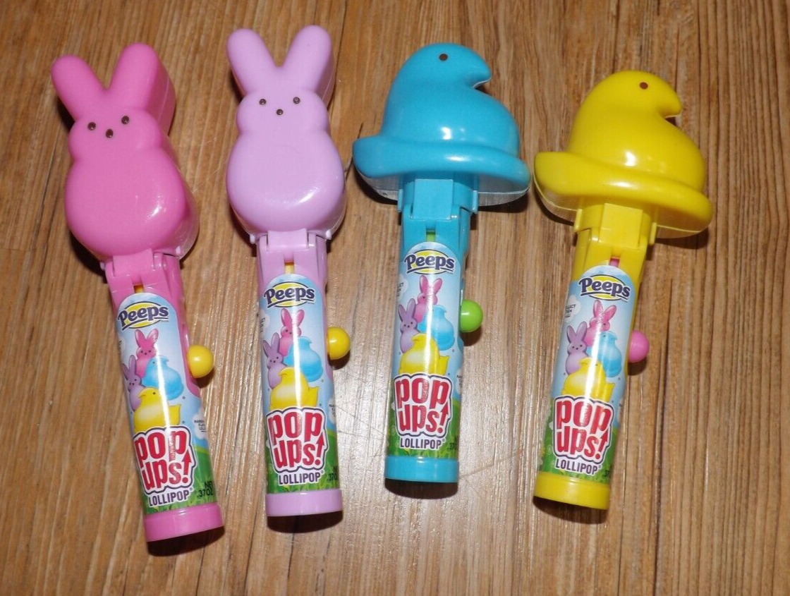 NEW LOT of 4 PEEPS Pop ups candy pops chick & bunny