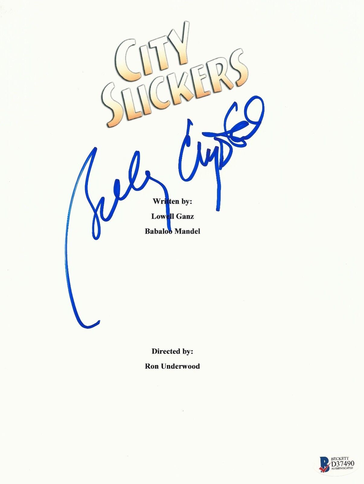 BILLY CRYSTAL SIGNED CITY SLICKERS FULL SCRIPT SCREENPLAY AUTHENTIC AUTO BECKETT