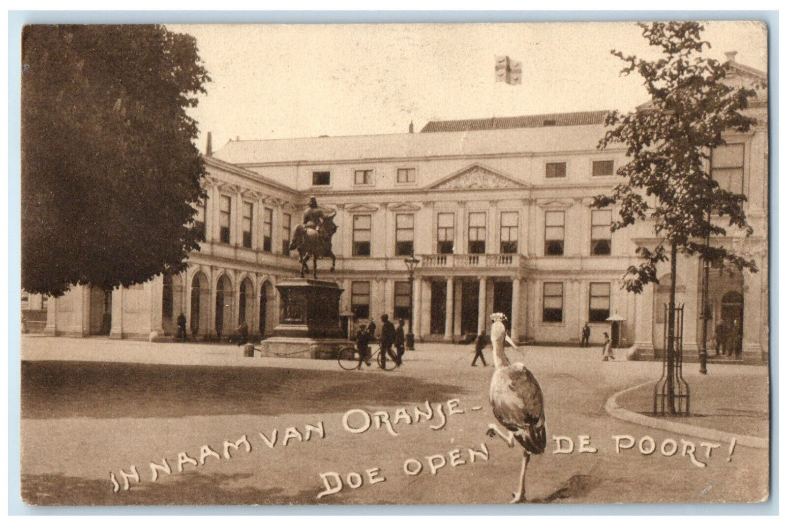c1910 In the Name of Orange Open the Gate Netherlands Animal Monument Postcard