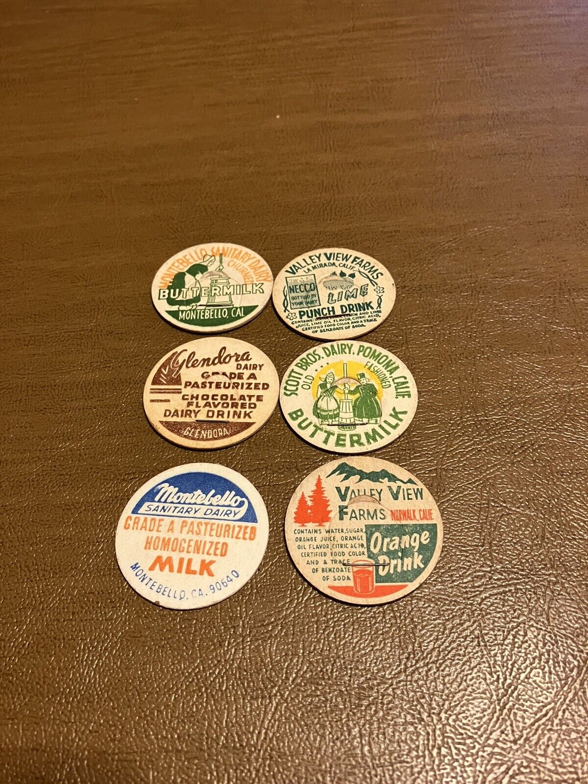 Lot of 6 Calif Milk Caps 