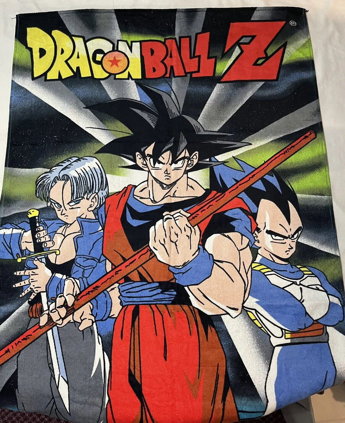 Vintage 2000 Dragon Ball Z Anime 00s Beach Towel Funimation Goku Vegeta Trunks