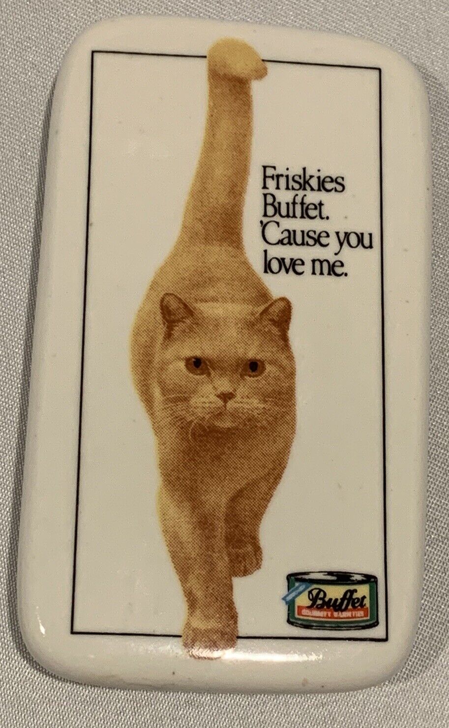 Vintage 1986 Friskies Cat Kitty Feline Food Refrigerator Fridge Magnet