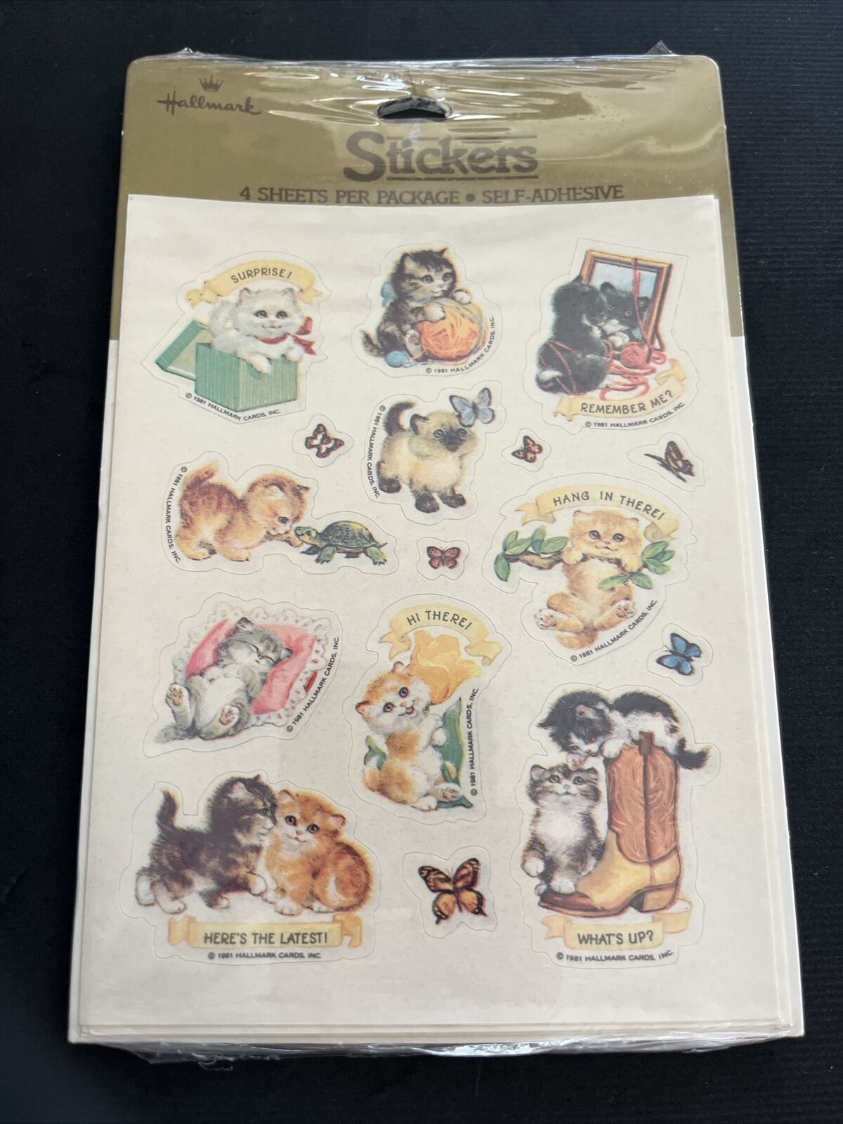 NEW Vintage 80’s Hallmark Sticker Sheets CATS Kittens - Rare