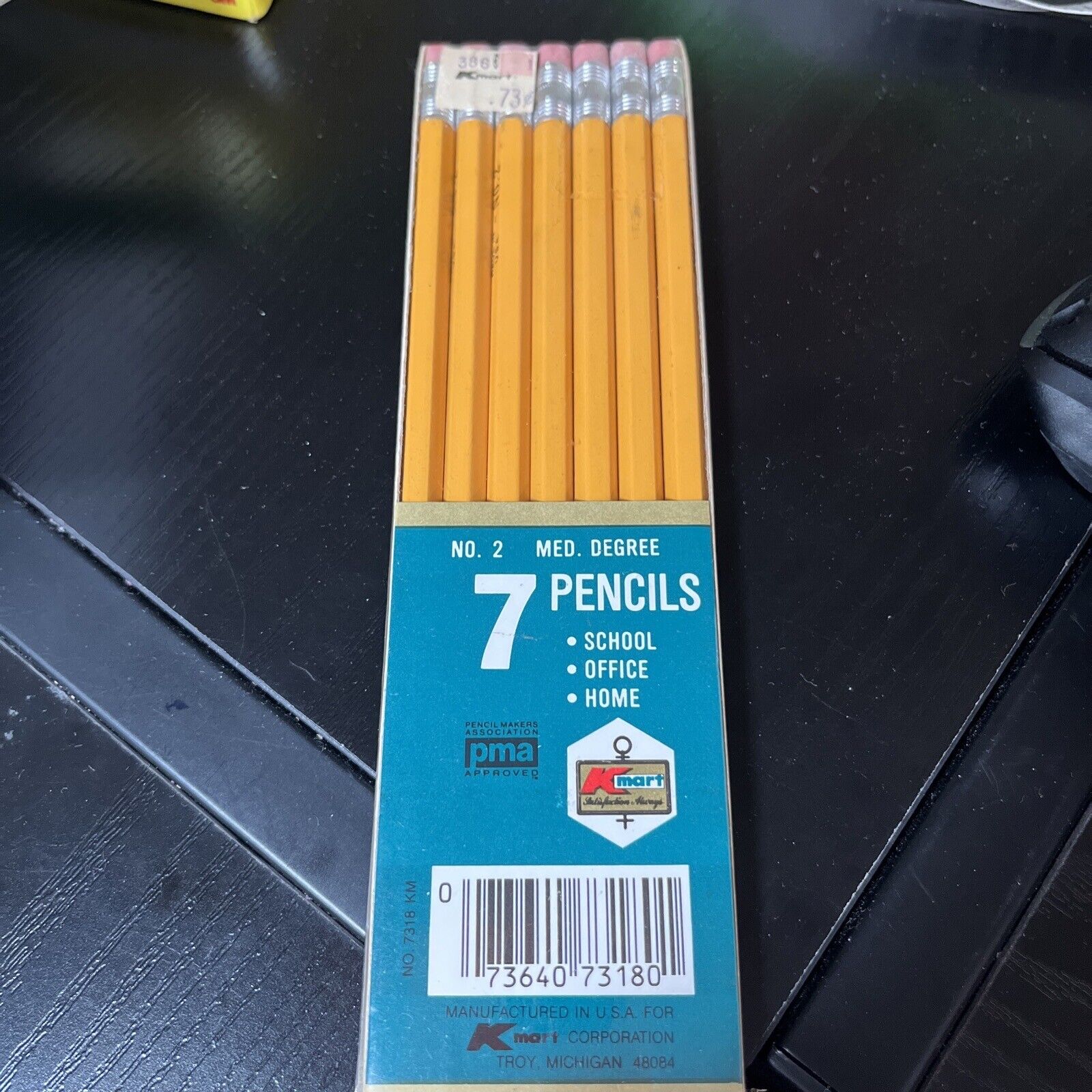 Vintage K-Mart Pencils No. 2 Med Degree 7 Pack SEALED Made in USA 7318 KM