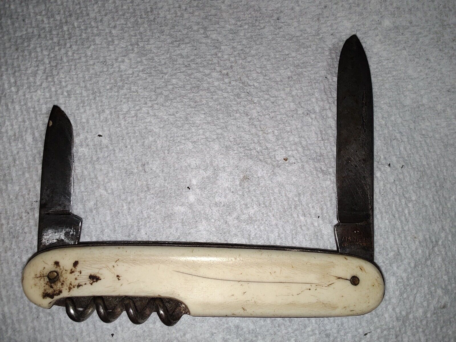 ANTIQUE PRE-WWII VINTAGE POCKET KNIFE - MADE IN GERMANY - BONE HANDLES