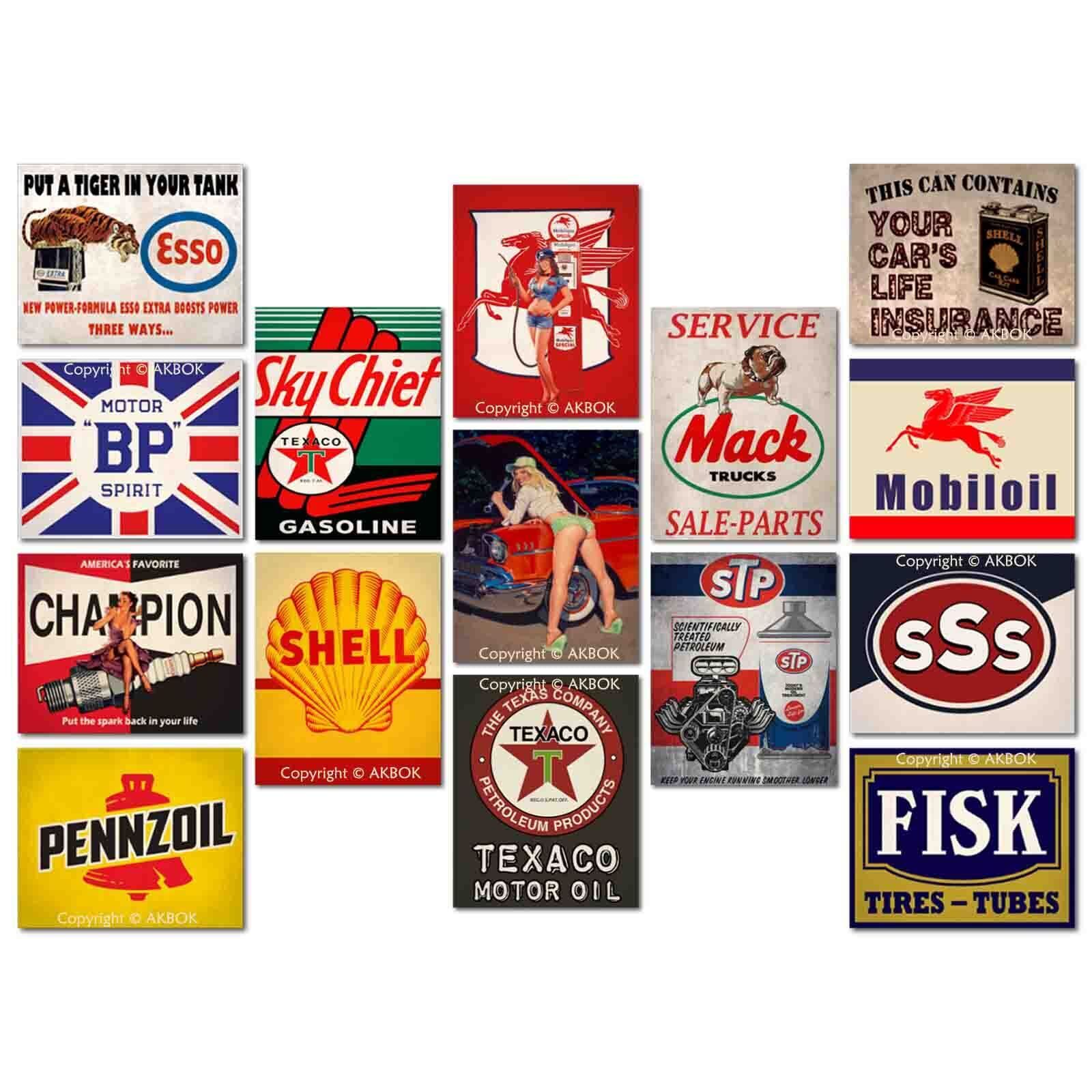 Vintage Auto Motorcycle Oil Gasoline Posters Retro Garage Gas Oil Posters Oil...