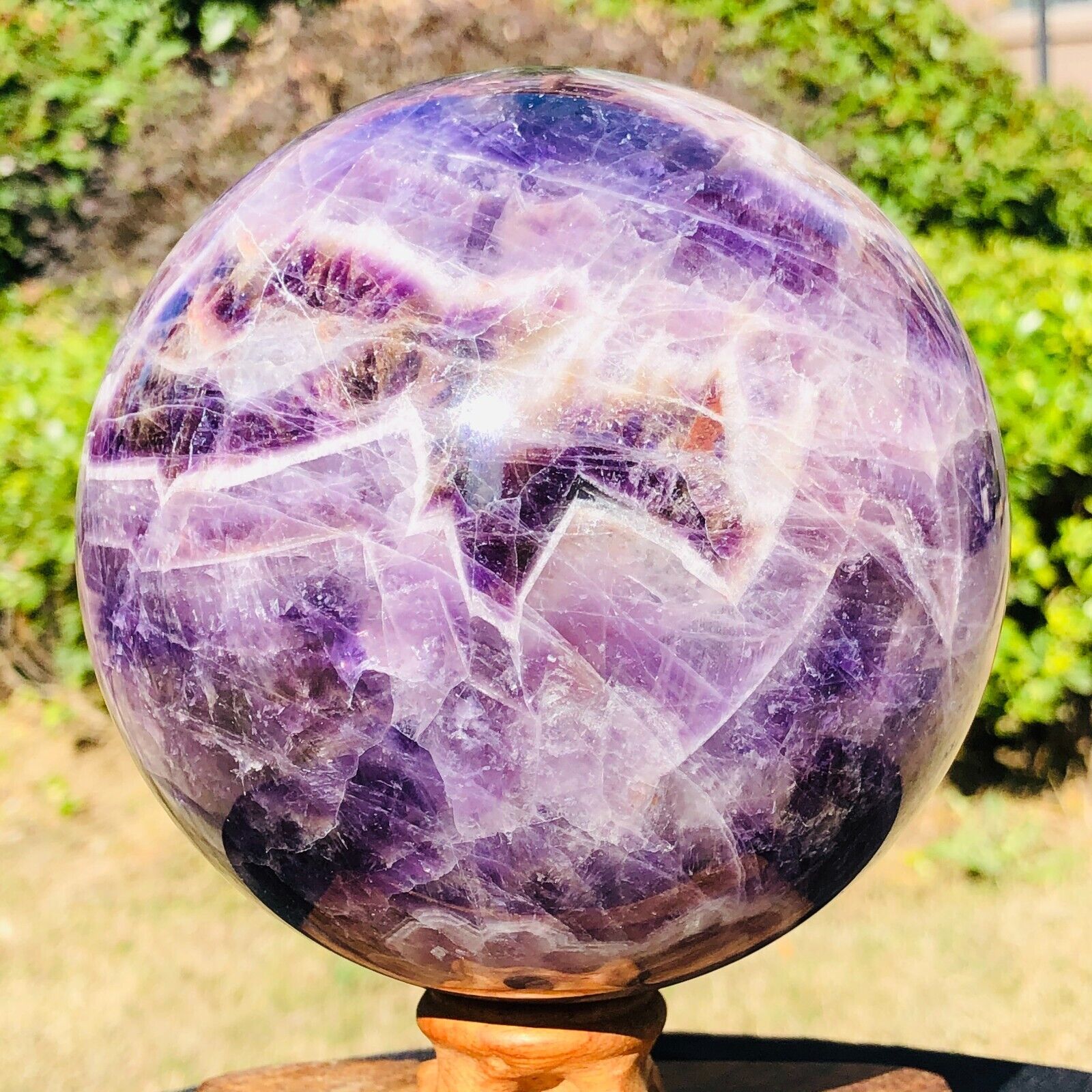 5.56LB Natural Beautiful Dream Amethyst Quartz Crystal Sphere Ball Healing 1793