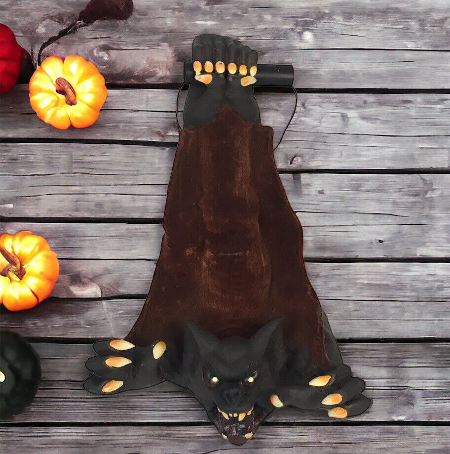 Vtg Large 15” Vampire Dracula Bat Hanging Rubber Scary Halloween Decoration