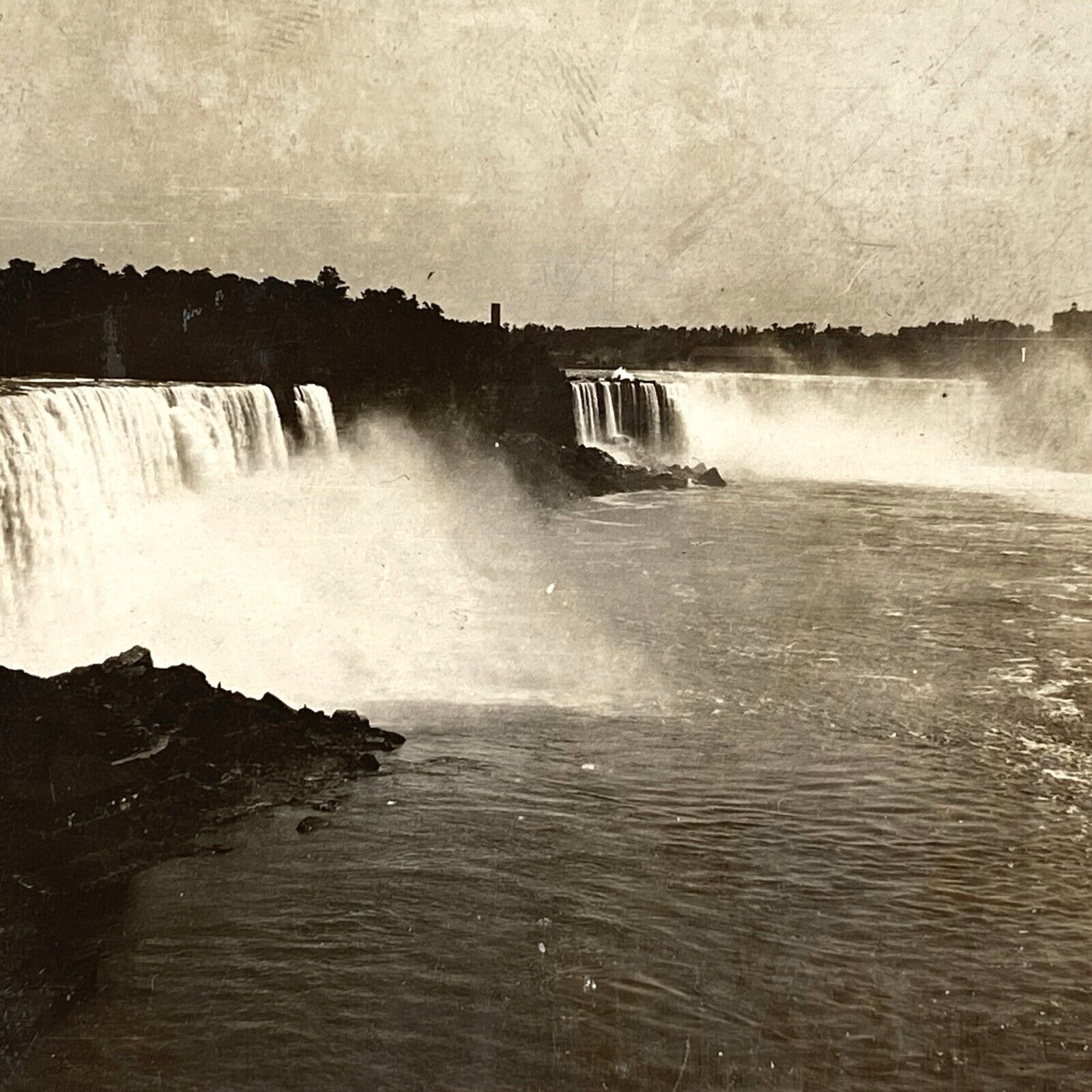 c1915 Spectacular View of Cascading Niagara Falls 1 of a Kind Travel Stereoview