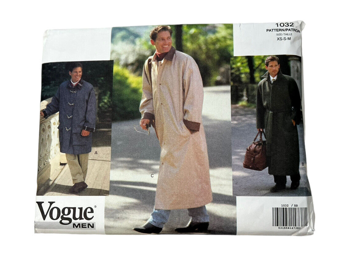 Vintage Vogue 1032 Men’s Uncut Pattern Overcoats Size XS S M