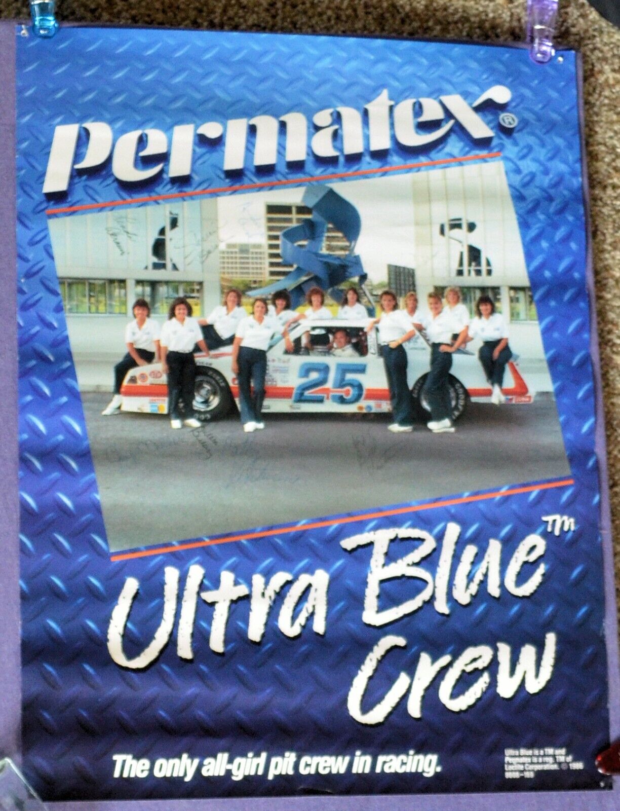 Nascar Poster Permatex All Girl Pit Crew Race Team 1986 Loctite Autographed 