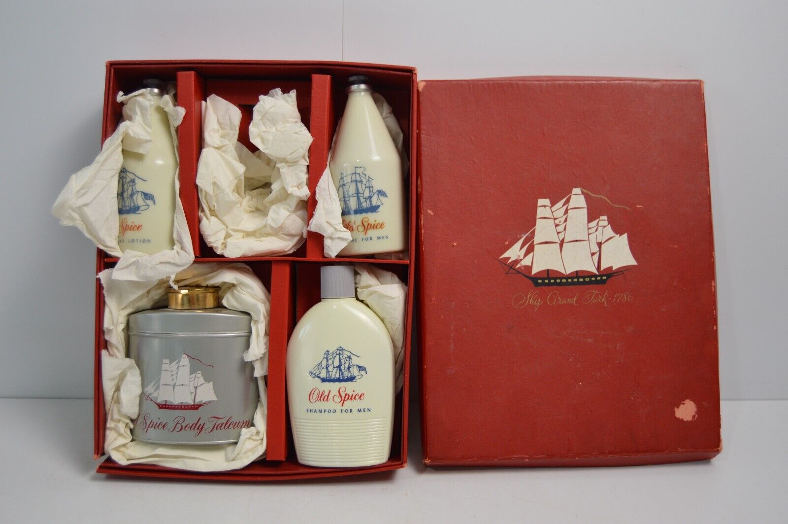 Vintage NOS Old Spice Ship Grand Turk 1786 Gift Set Box (No. 351) Early American