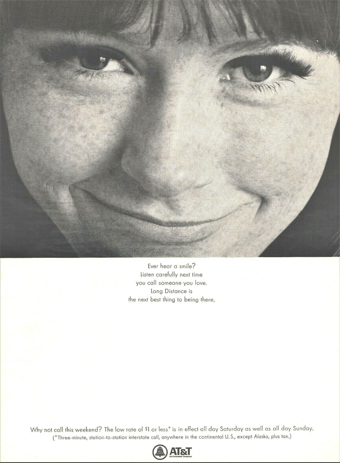 1968 AT&T Telephone Vintage Print Ad Long Distance Ever Hear A Smile 