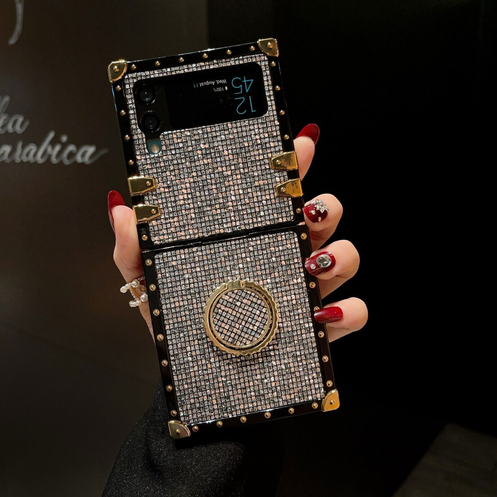 Marble Butterfly Flower Leopard Phone Case For Samsung Z Flip 4 3 5G