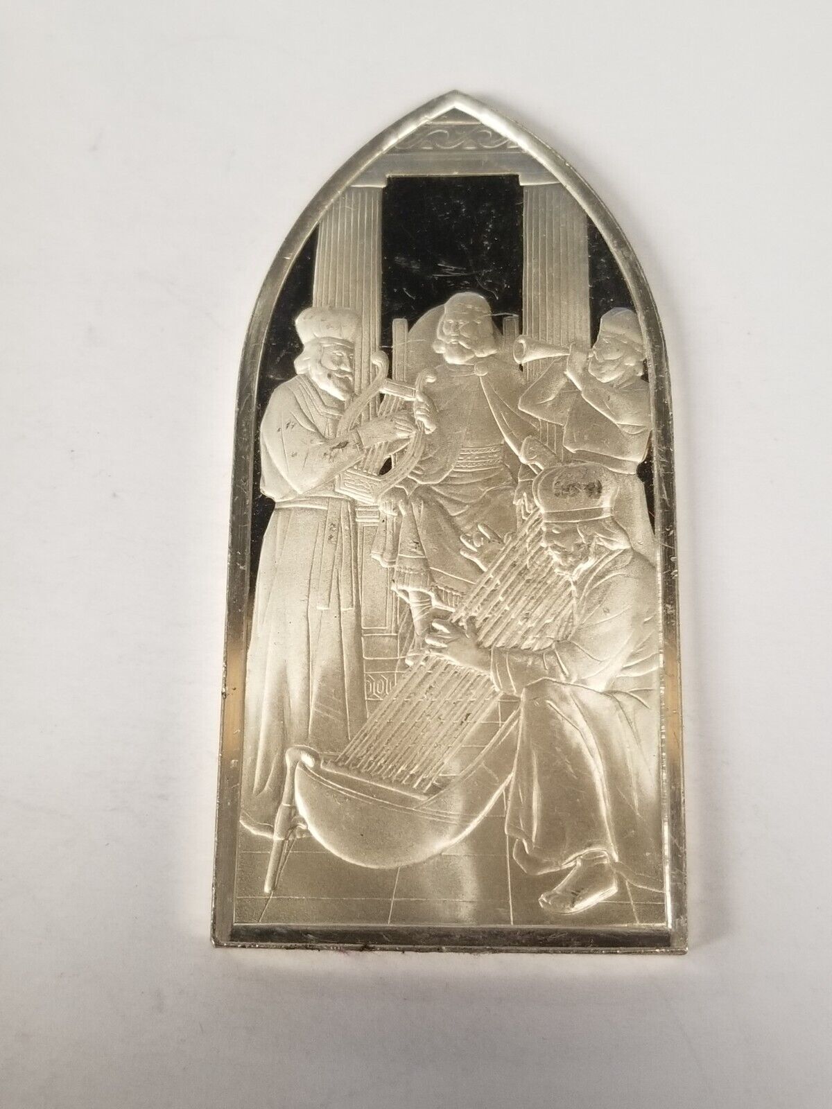 1 OZ.STERLING (CHRONICLES) DAVID INSTITUTES TEMPLE MUSIC SILVER BAR INGOT