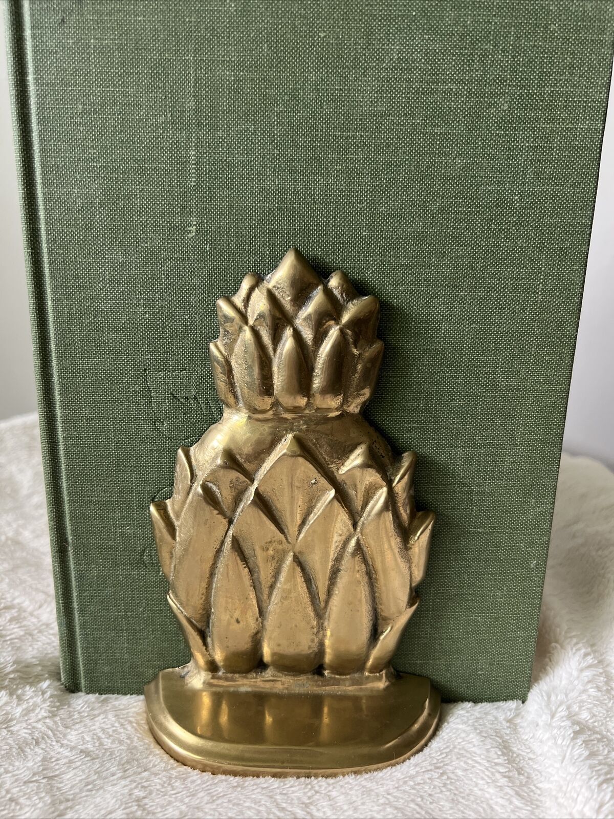 Pineapple Bookends 6” Brass MCM Made in Taiwan Vintage Set of 2 Southern Decor