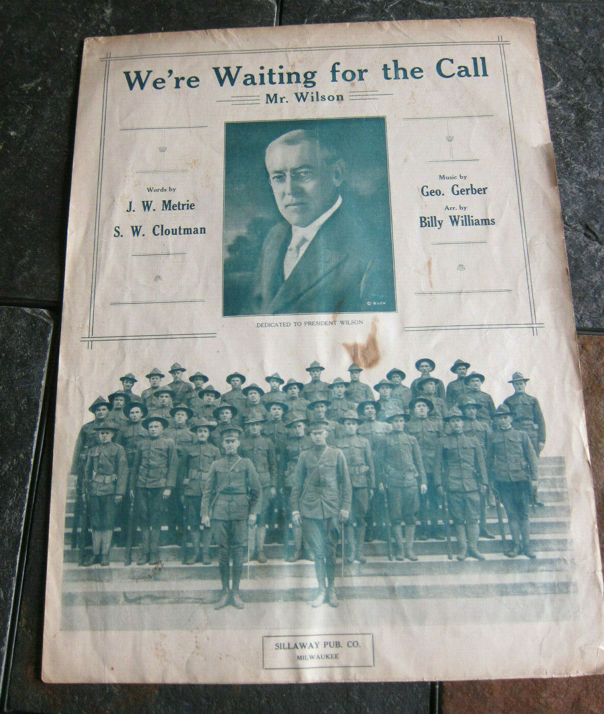 1917 Sheet Music We\'re waiting for the call, Mr. Wilson WW 1 Wolrd War 1 Gerber 