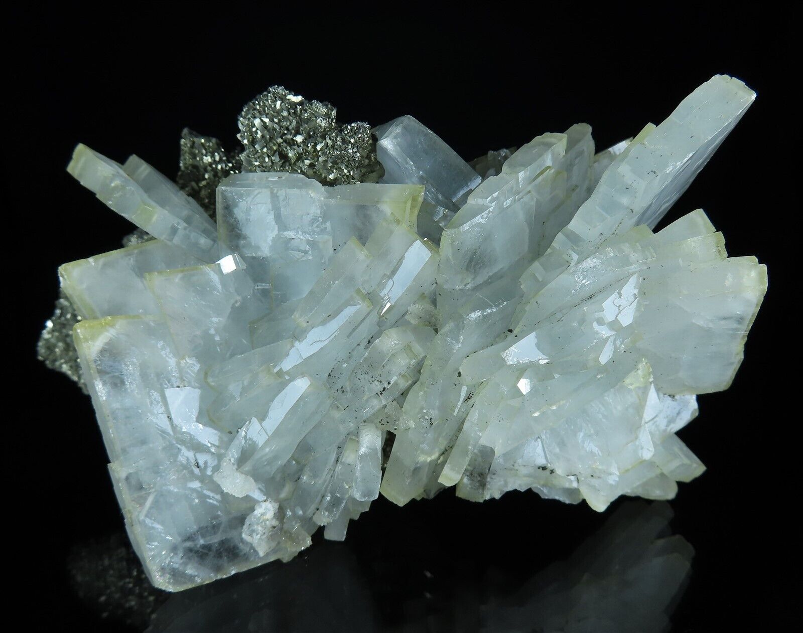 6 inch * Light blue BARITE crystals on Marcasite * Bou Nahas Mine, Morocco