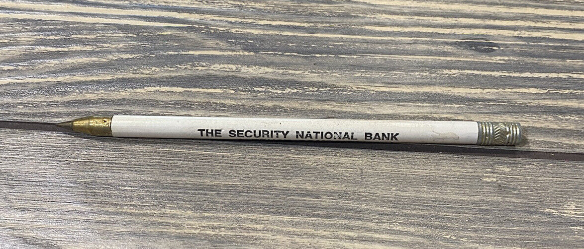 Vintage The Security National Bank Duncan Oklahoma White Pen With Eraser