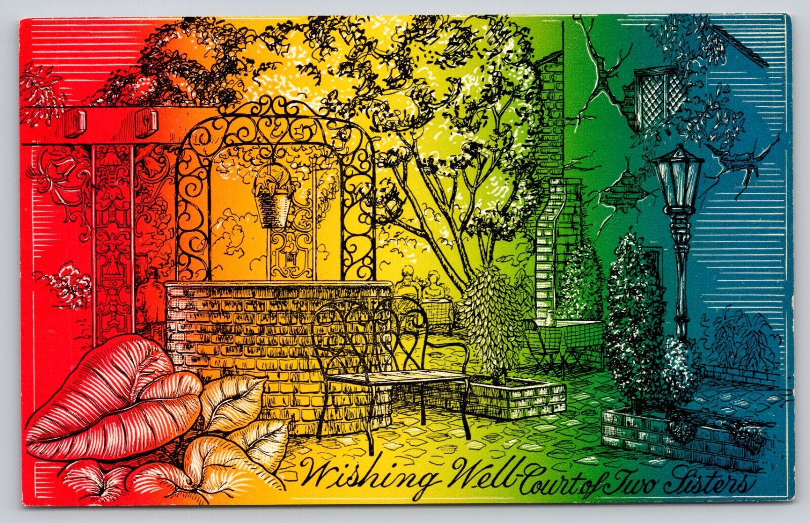 Postcard LA New Orleans Wishing Well Court Of Two Sisters UNP A7