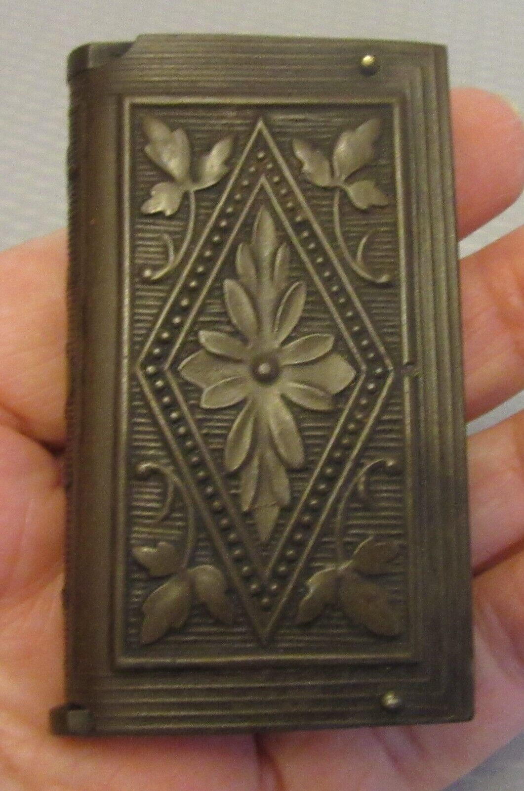 Antique Gutta Percha Match Safe Vesta Book Shape open both end 19C Civil War Era